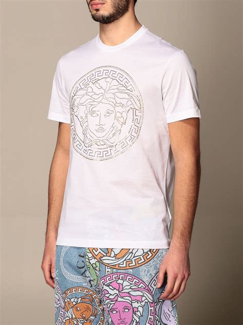 men white t-shirt versace shoulder detail|Versace T.